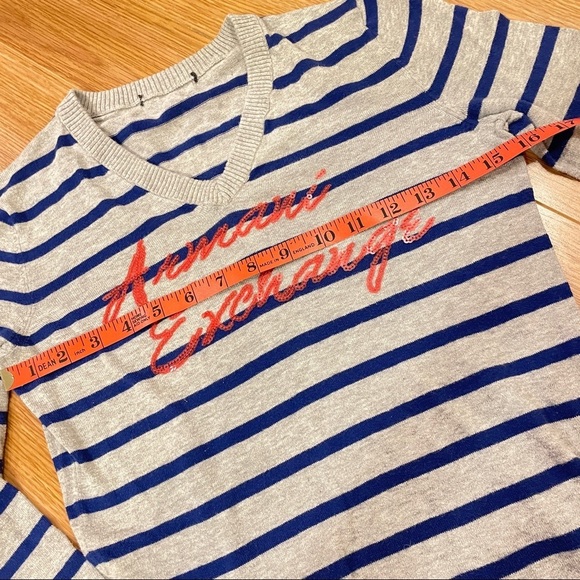 A/X Armani Exchange Y2K Sequin Striped Sweater Grey Blue - Picture 13 of 13